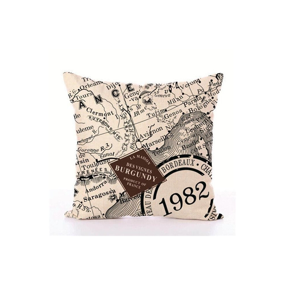 (A)Taie d'oreiller imprimée carte du monde maison canapé taille housse de coussin décoration pas cher