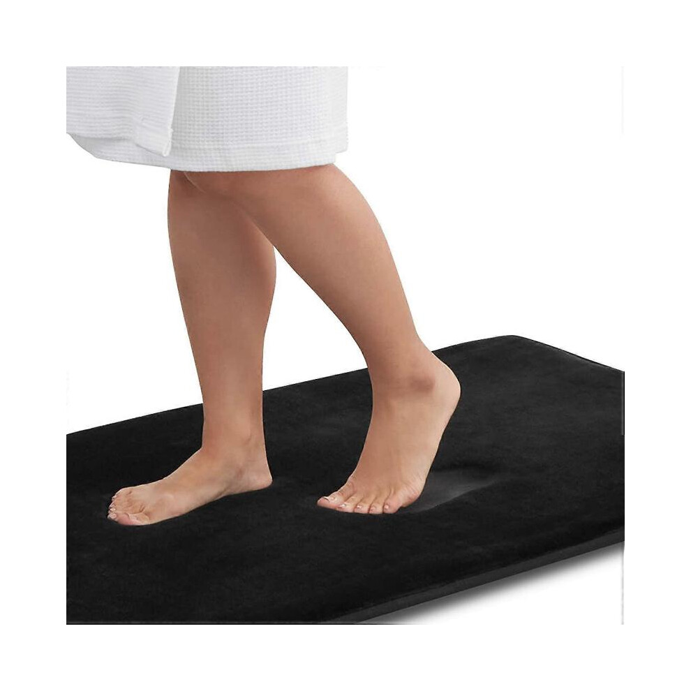 Tapis de Bain Antidérapant Absorbant Velours Super Douillet Tapis de Salle de Bain (20 pouces X 32 pouces, Noir)