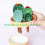 Ceramic cactus handle spoon set, with bottom cup, 5 -piece cute cup and spoon suit 15
