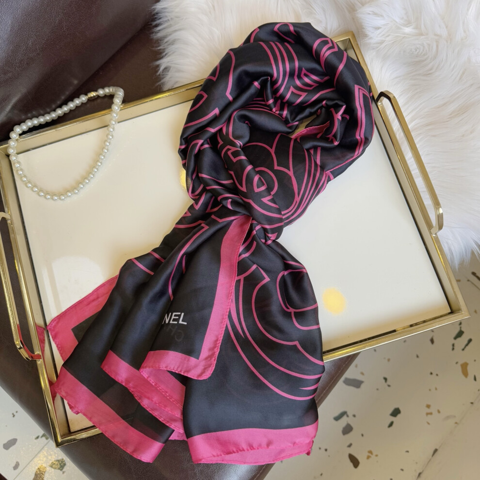 Chanel Fashionable Women'S Silk Scarves, Summer Silk Scarf, Lightweight Printed Shawls, Gift For Women（Size:90x180Cm）