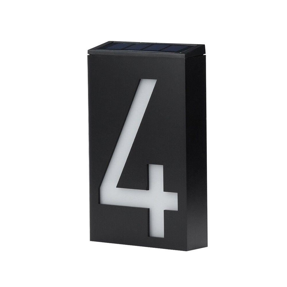 (Number"4")Plaque de porte murale lumineuse LED solaire maison numéro d'adresse chiffres rue route