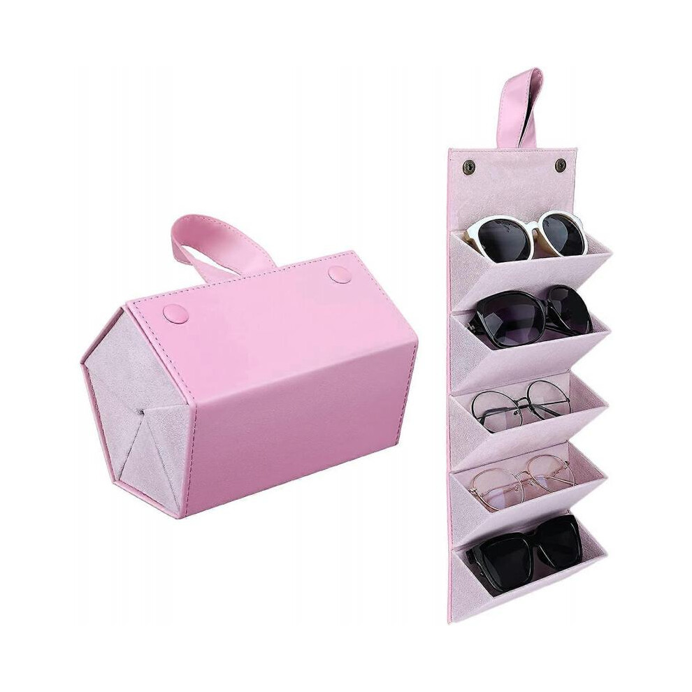 Sunglasses Organizer with 5 Slots, Travel Glasses Case Storage Portable Sunglasses Storage Case for Women Men