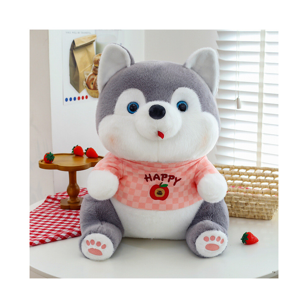 (Gray,30cm)Husky chiot portant des vêtements dessin animé peluche poupée enfants cadeau d'anniversaire décoration intérieure