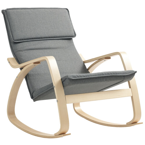 Homcom HOMCOM Comfortable Relax Rocking Chair with High Back, Grey 1