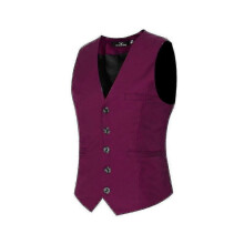 (L,Dark Red)Gilet de costume à col en V pour hommes S Gilet