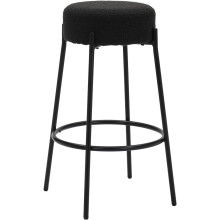 Rotonda Bouclé Kitchen Bar Stools, Fixed Height, Black (66cm)
