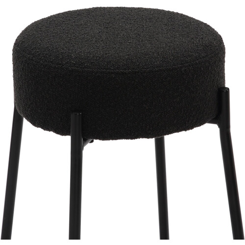 Rotonda Bouclé Kitchen Bar Stools, Fixed Height, Black (66cm) 1