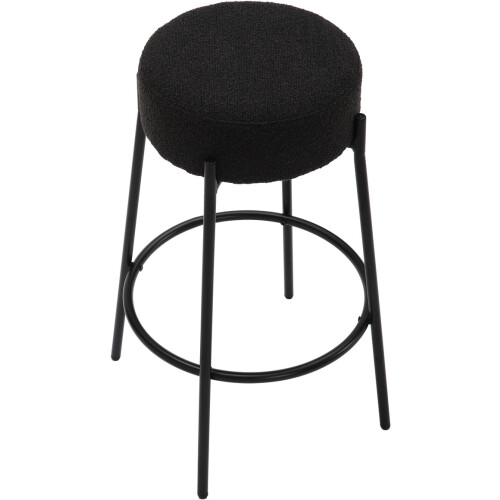 Rotonda Bouclé Kitchen Bar Stools, Fixed Height, Black (66cm) 2