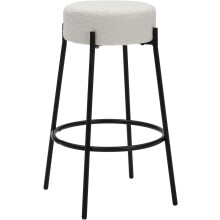 Rotonda Bouclé Kitchen Bar Stools, Fixed Height, White(66cm)