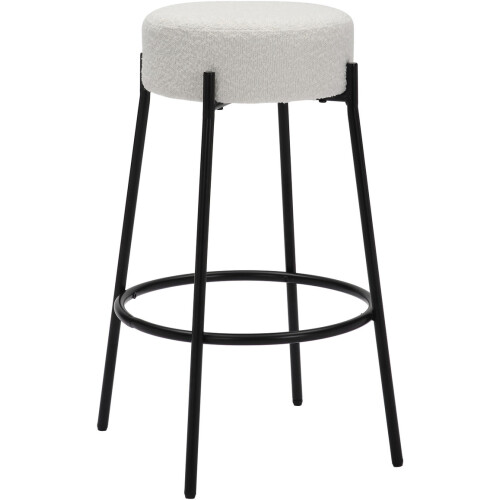 Rotonda Bouclé Kitchen Bar Stools, Fixed Height, White(66cm)