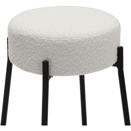 Rotonda Bouclé Kitchen Bar Stools, Fixed Height, White(66cm) 1