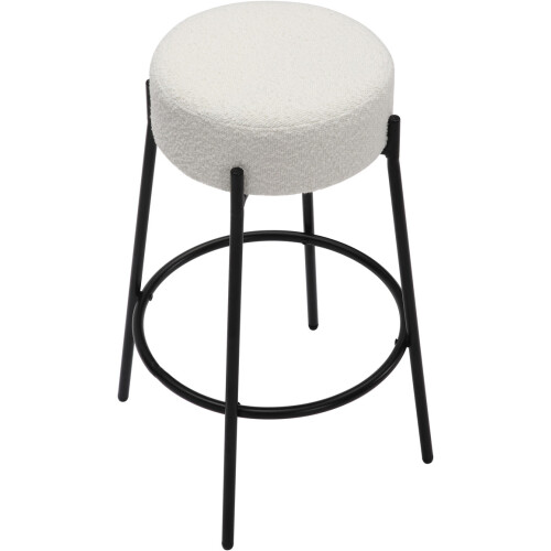 Rotonda Bouclé Kitchen Bar Stools, Fixed Height, White(66cm) 2