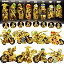 8Pcs Golden Motorcycle Minifigures Ninja Mini Figures Fits Blocks Toy