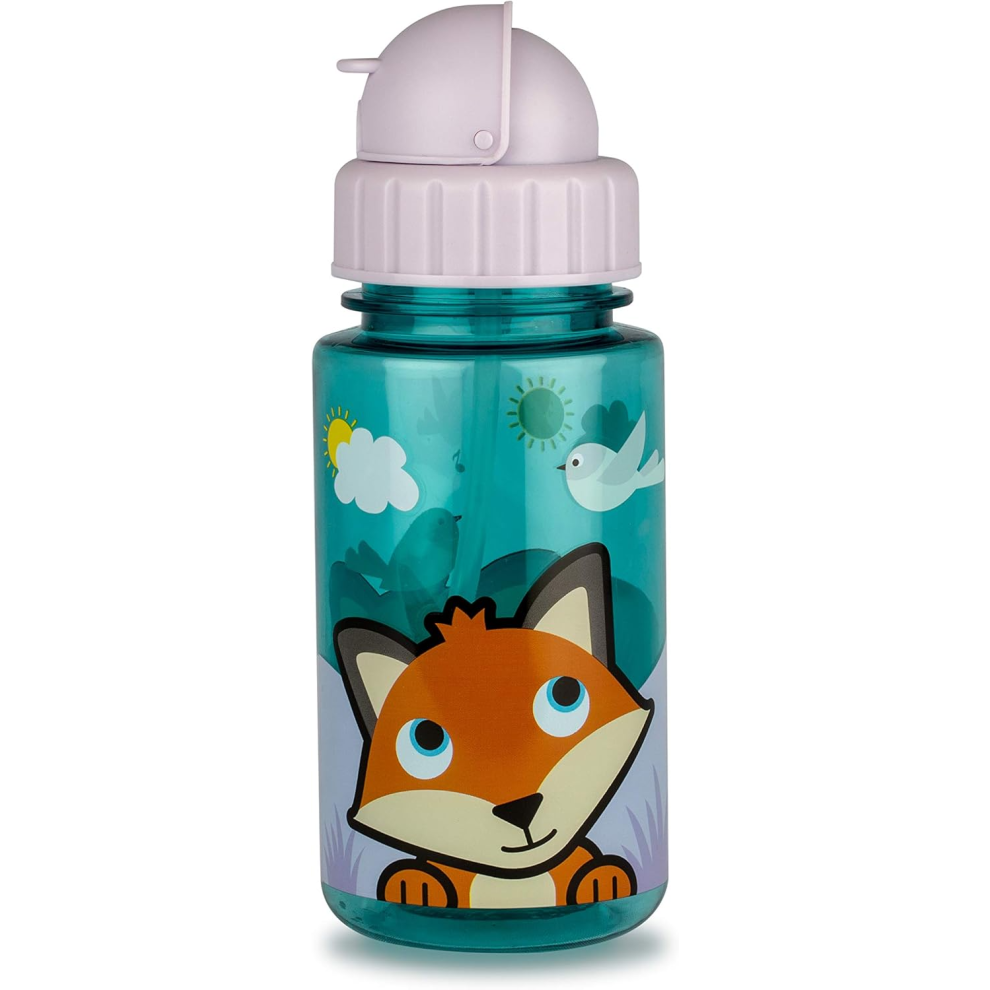 Tum Tum Flip Top Kids Water Bottle With Straw, Tritan