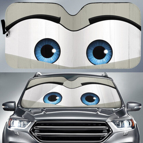 (HTQ376)Sun Visor Car Μπροστινό παρμπρίζ White Angry Eyes Αλεξίπτωτο αυτοκινήτου 2