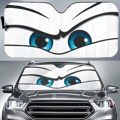 (HTQ376)Sun Visor Car Μπροστινό παρμπρίζ White Angry Eyes Αλεξίπτωτο αυτοκινήτου 1