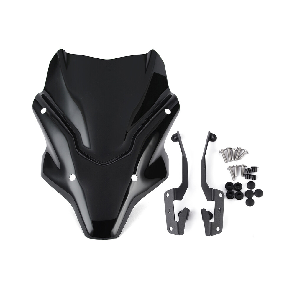 (Noir) Accessoires de moto Pare-brise Pare-brise Double bulle Déflecteur de vent pour Yamaha FZ-07 MT-07