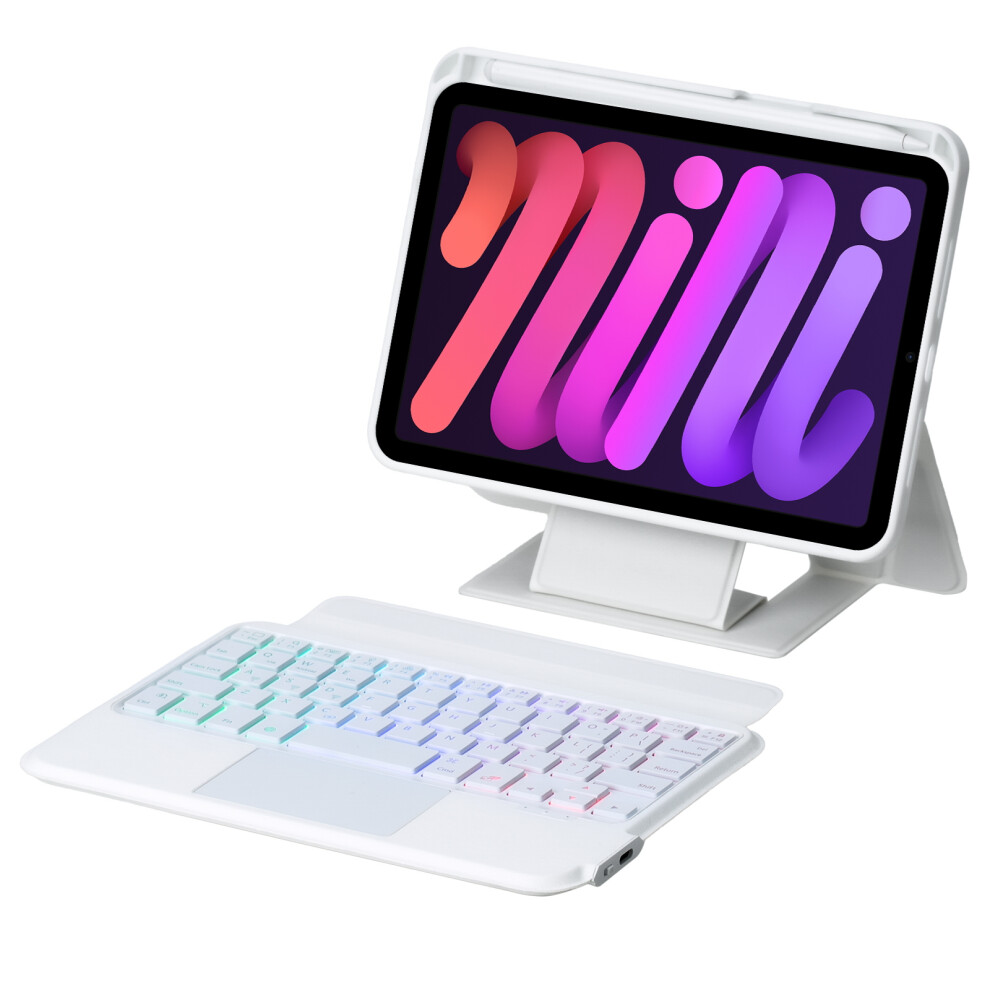 Suspended Split Touch Backlit Bluetooth Keyboard Case For Ipad Mini 7 & Mini 6Ï¼Whiteï¼ White 9344431585844