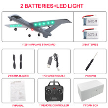 (Pianka z 2 bateriami LED)Samolot RC, 20 minut lotu, szybowiec, zabawka, z pilotem LED 2.4G, do rzucania