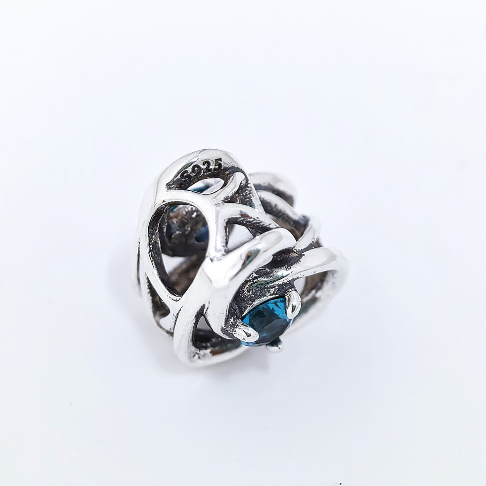 pandora silver s925 ale entwined heart & stones charm