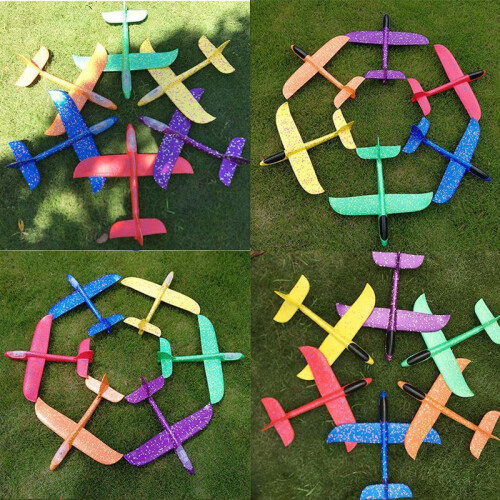 (1 τεμ. Τυχαίο χρώμα) 48CM EPP Foam Luminous Gliding Helicopter Hand Throwing Model Plane 2