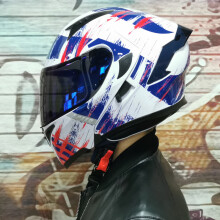 (L-9)Kask motocyklowy z podwójną soczewką, z pełną twarzą, wyścigowy, z klapką, z podwójnymi soczewkami,