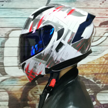 (L-5)Kask motocyklowy z podwójną soczewką, z pełną twarzą, wyścigowy, z klapką, z podwójnymi soczewkami,