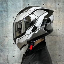 (M-23)Kask motocyklowy z podwójną soczewką, z pełną twarzą, wyścigowy, z klapką
