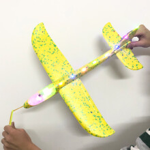 (Αναβάθμιση 50 cm Κίτρινο-Κίνα) 50 cm Big LED Flash Glider Foam Plane Hand Throw Light