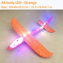 (Full LED Orange 50cm-China) 50CM Big LED Flash Glider Foam Plane Hand Throw Light Αδρανειακό