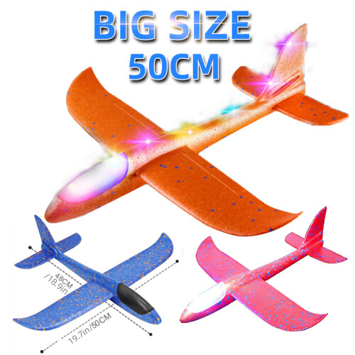 (50cm Αναβάθμιση χωρίς LED-Κίνα) 50cm Big LED Flash Glider Foam Plane Hand Throw Light 2