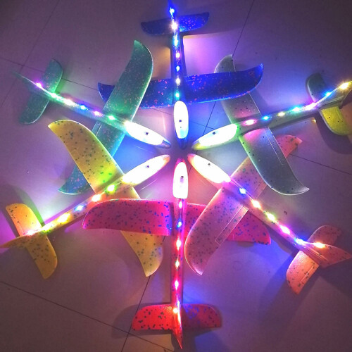 (Full LED κίτρινο 50cm-Κίνα) 50CM Big LED Flash Glider Foam Plane Hand Throw Light Αδρανειακό 1