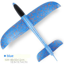 (50cm μπλε χωρίς LED-Κίνα) 50cm Big LED Flash Glider Foam Plane Hand Throw Light Αδρανειακό