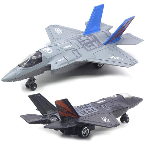 (Γαλάζιο) Μεγάλο κράμα Pull Back Μοντέλο F-35 Fighter Aircraft Μουσική LED 1