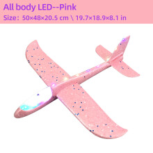 (Full LED pink 50cm-China) 50CM Big LED Flash Glider Foam Plane Hand Throw Light Αδρανειακό