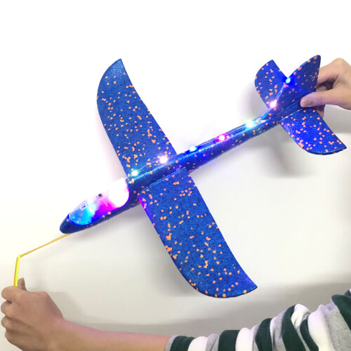 (Αναβάθμιση 50cm Blue-China) 50CM Big LED Flash Glider Foam Plane Hand Throw Light Αδρανειακό