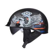 (L-6)VOSS vintage motorcykelhjälm retro skoterhalvhjälm med inbyggd