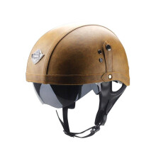 (L-14)VOSS vintage motorcykelhjälm retro skoterhalvhjälm med inbyggd
