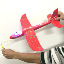 (Αναβάθμιση 50cm Red-China) 50cm Big LED Flash Glider Foam Plane Hand Throw Light Αδρανειακό