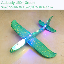 (Full LED Green 50cm-China) 50CM Big LED Flash Glider Foam Plane Hand Throw Light Αδρανειακό