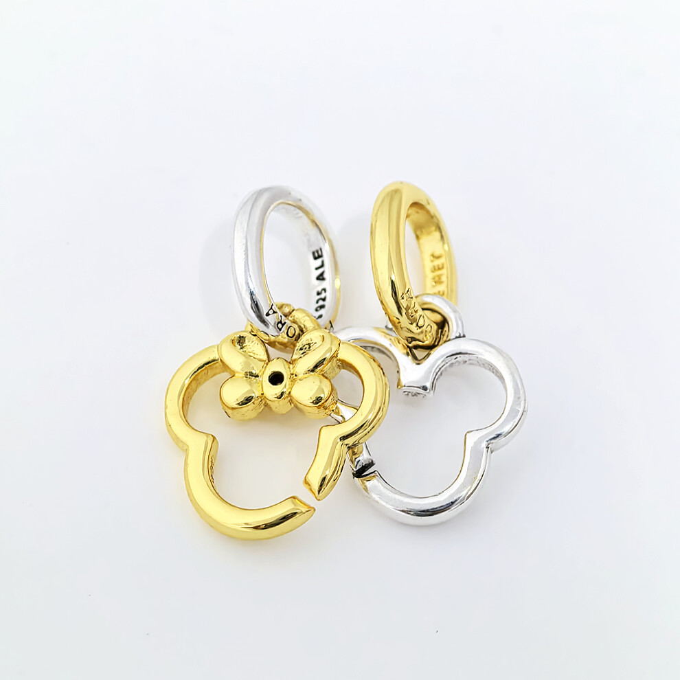 pandora  mickey mouse & minnie mouse splittable dangle charm