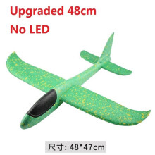 (Green 48cm NO LED)LED Light Up Glider Foam Hand Throwing Airplanes toy Flight Mode Inertia Planes Model Aircraft Planes