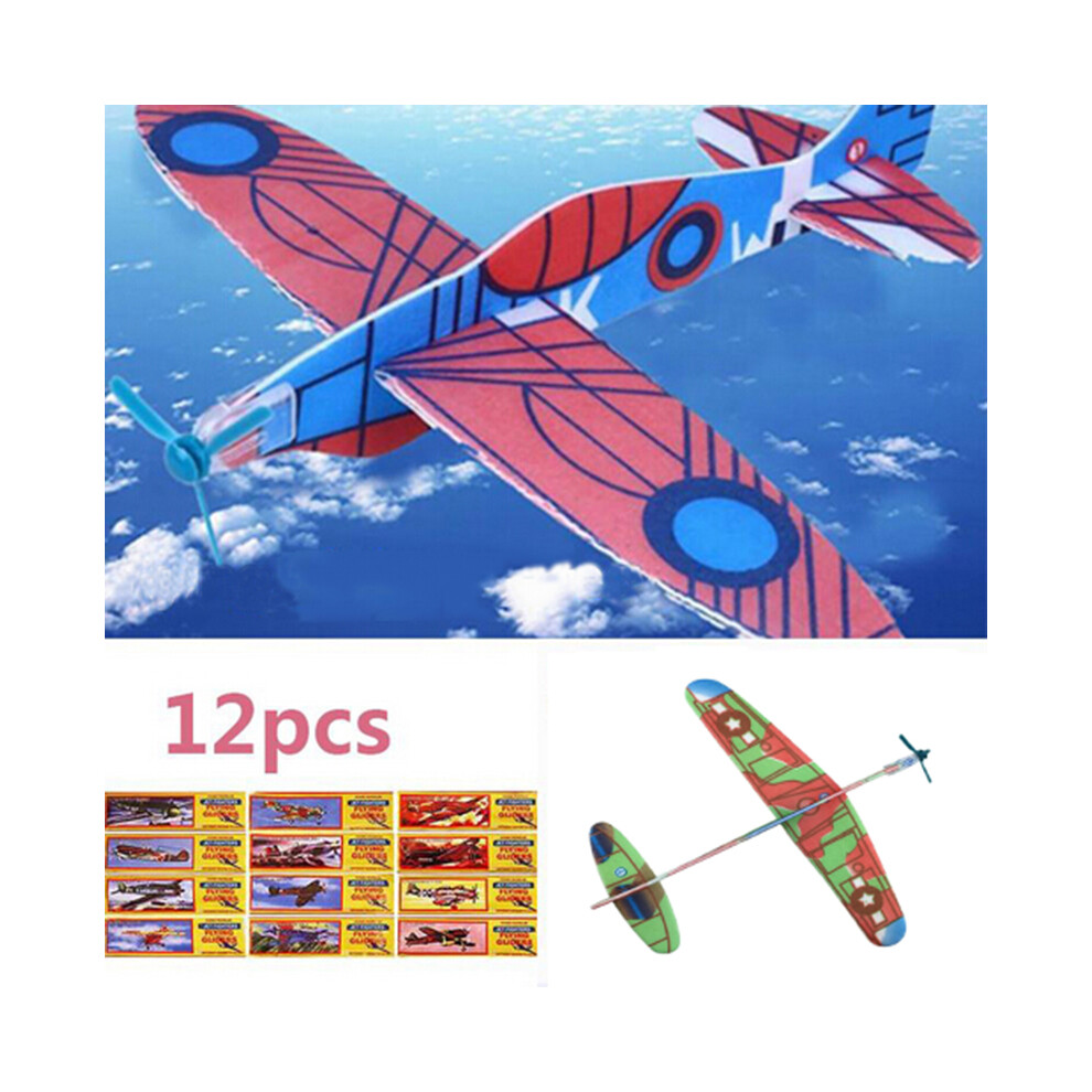 (Chine) 12 pièces DIY Avion à lancer à la main Planeur volant Jouet Avions en mousse Plastique Remplisseurs