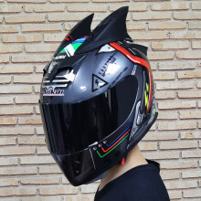 (S-d2)Piękny, całoroczny, uniwersalny kask motocyklowy z wbudowaną małą soczewką