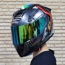 (xL-12)Piękny, całoroczny, uniwersalny kask motocyklowy z wbudowaną małą soczewką