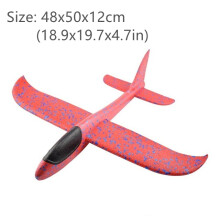(50cm Κόκκινο χωρίς LED) 50cm Big Foam Plane Flying Glider Toy with LED Light Hand Throw Airplane