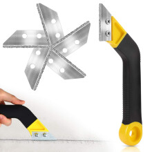 6Pcs Grout Scraping Rake Tool, Grout Clean Remover Tile Grout Hand Saw Angled with 6 Pcs Replacement Accessories for Tile Cleaning