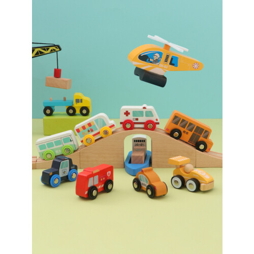(WJ-DD-156) Ξύλινη σιδηροδρομική ράγα Diecast Αυτοκίνητο αεροπλάνο 1