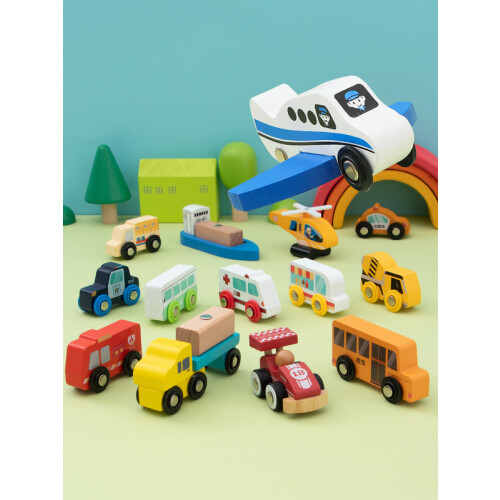 (WJ-DD-156) Ξύλινη σιδηροδρομική ράγα Diecast Αυτοκίνητο αεροπλάνο 2