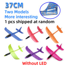(37cm 1 color random)50CM Big LED Flash Foam Plane Glider Hand Throw Light Inertial AirPlane EPP Outdoor Launch Fun of Kids